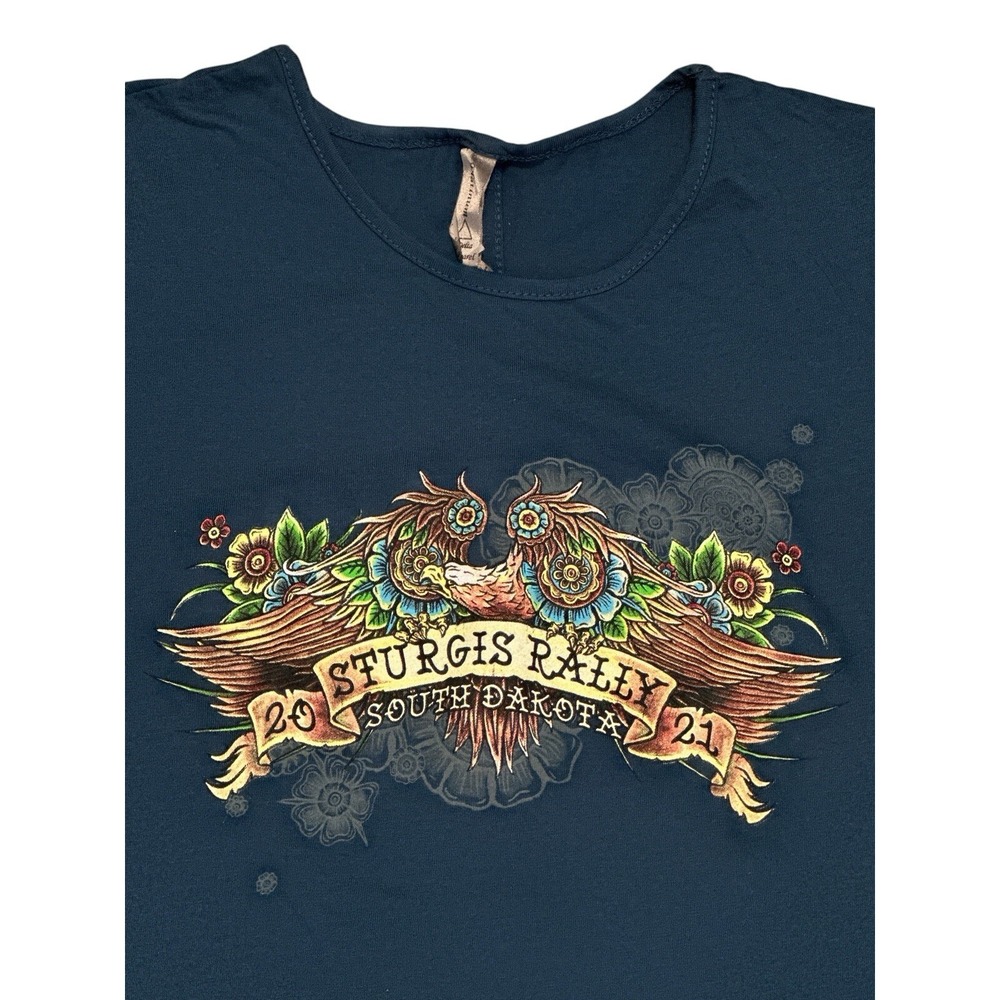 Sturgis Rally South Dakota 2021 81 Years Women's Blue Graphic T-Shirt Size S